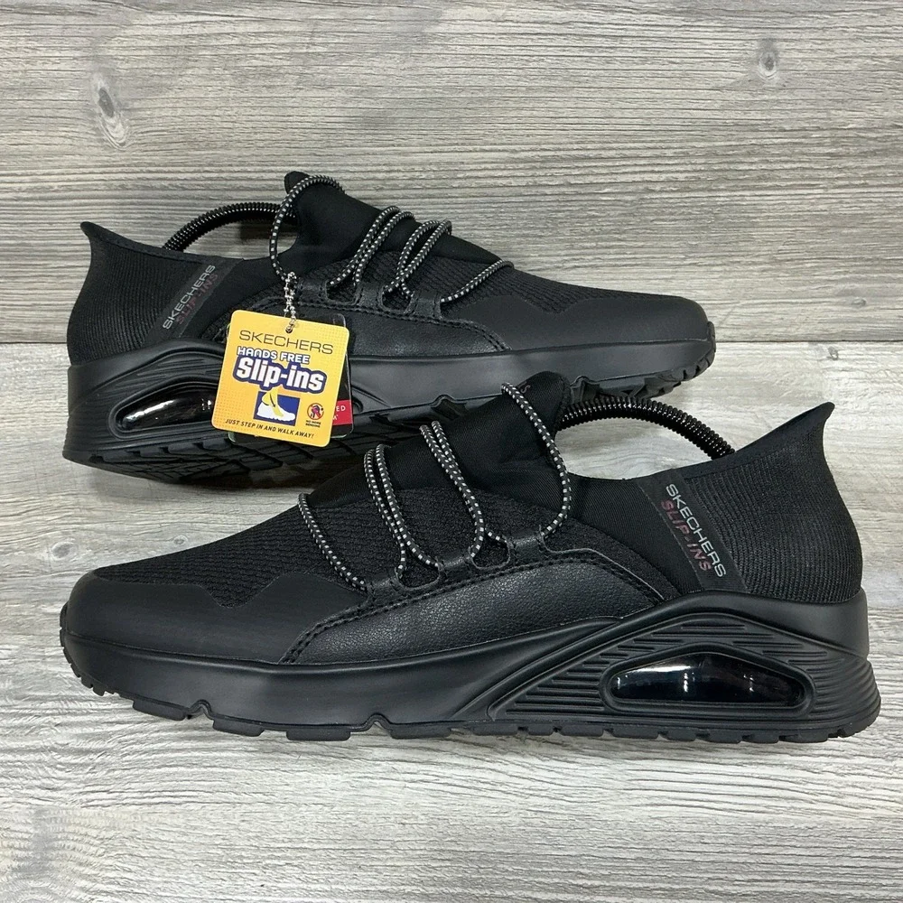 Skechers Hands Free Mens Slip Ins Uno Meridian 183006 Black Sneakers Shoe US 9.5